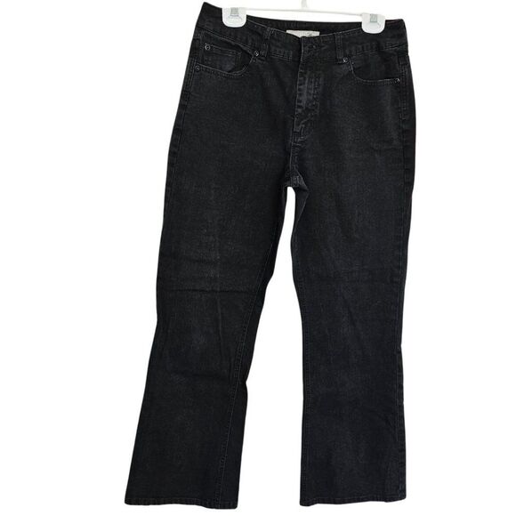 Chico's Platinum Black Denim Straight Jeans Size 1 Short US 8 Cotton & Spandex - Picture 1 of 12